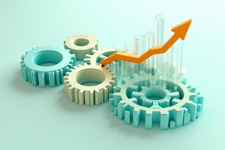 Illustration of a smooth, professional workflow with gears and charts, representing efficient process implementation.